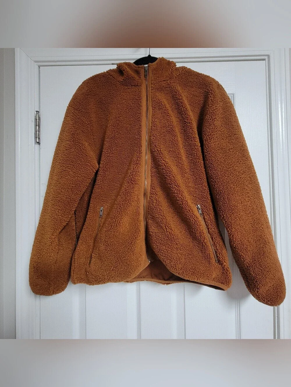 Daily Ritual  Teddy Bear Plush Cozy Fleece Zip Up Hooded Jacket.
